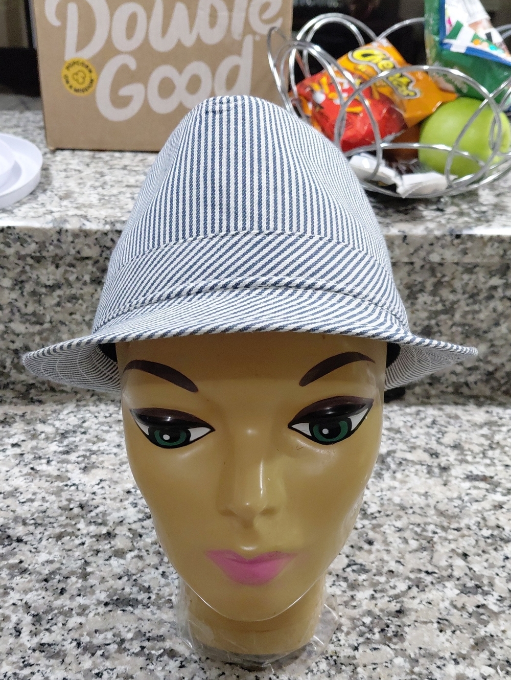 Stetson Striped Cotton Fedora in Gray and White Men Hat